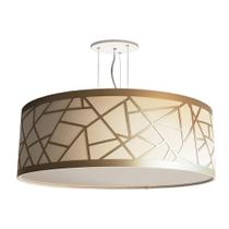 Lustre Pendente Recorte Bronze Cúpula Em Tecido Cinza 40X15