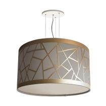 Lustre Pendente Recorte Bronze Cúpula Tecido 30x15