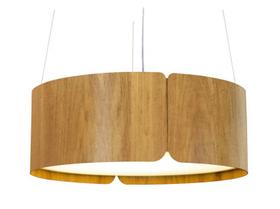 Lustre Pendente Redondo 80x21cm Cilíndrico 7xE27 em Madeira