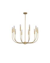 Lustre Pendente Redondo Candel 10 Braços Dourado 739