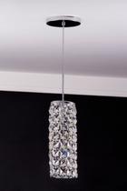 Lustre Pendente Redondo Cromado Cristal Quadrado 465