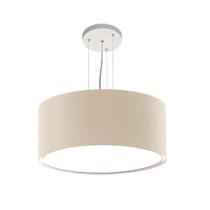 Lustre Pendente Redondo Cúpula Em Tecido Branco 30X15