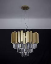 Lustre Pendente Redondo Dourado Cristal 40cm 116/40