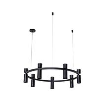 Lustre Pendente Redondo Industrial Arco Aro 70cm Preto 674