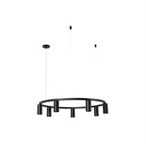 Lustre Pendente Redondo Industrial Arco Aro 70cm Preto 675