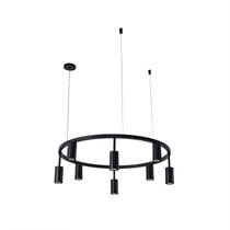 Lustre Pendente Redondo Industrial Arco Aro 70cm Preto 677