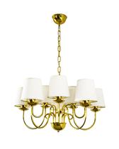 Lustre Pendente Redondo Tocheiro Clássico Cúpula 10 Braços Dourado Polido 650/10