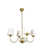 Lustre Pendente Redondo Tocheiro Clássico Cúpula 4 Braços Dourado 372/4