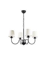 Lustre Pendente Redondo Tocheiro Clássico Cúpula 4 Braços Preto 372/4