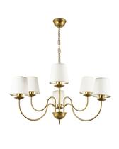 Lustre Pendente Redondo Tocheiro Clássico Cúpula 6 Braços Dourado 372/6