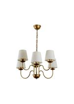 Lustre Pendente Redondo Tocheiro Clássico Cúpula 6 Braços Dourado Fosco 650/6