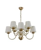 Lustre Pendente Redondo Tocheiro Clássico Cúpula 8 Braços Dourado Fosco 650/8