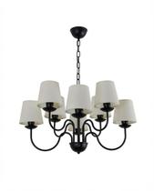 Lustre Pendente Redondo Tocheiro Clássico Cúpula 8 Braços Preto 650/8 Lustre Pendente Redondo Tocheiro Clássico Cúpula 8 Braços Preto 650/8