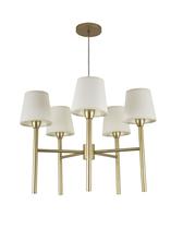 Lustre Pendente Redondo Tocheiro Cúpula 05 Braços Dourado 220/5