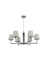 Lustre Pendente Redondo Tocheiro Cúpula 06 Braços Cromado 185/6