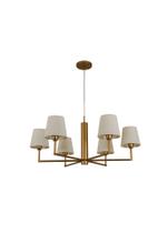 Lustre Pendente Redondo Tocheiro Cúpula 06 Braços Dourado 185/6