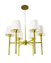 Lustre Pendente Redondo Tocheiro Cúpula 06 Braços Dourado Polido 220/6