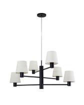 Lustre Pendente Redondo Tocheiro Cúpula 06 Braços Preto 163