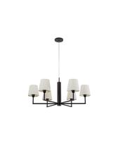 Lustre Pendente Redondo Tocheiro Cúpula 06 Braços Preto 185/6