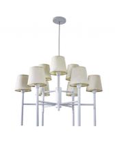 Lustre Pendente Redondo Tocheiro Cupula 09 Braços Branco 220/9