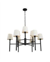 Lustre Pendente Redondo Tocheiro Cúpula 09 Braços com Corrente Preto 709/9
