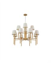 Lustre Pendente Redondo Tocheiro Cúpula 12 Braços Dourado 220/12
