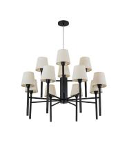 Lustre Pendente Redondo Tocheiro Cúpula 12 Braços Preto 220/12 Lustre Pendente Redondo Tocheiro Cúpula 12 Braços Preto 220/12