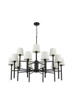 Lustre Pendente Redondo Tocheiro Cúpula 15 Braços com Corrente Preto 709/15