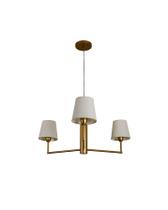 Lustre Pendente Redondo Tocheiro Cúpula 3 Braços Dourado 185/3