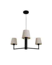 Lustre Pendente Redondo Tocheiro Cúpula 3 Braços Preto 185/3
