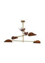 Lustre Pendente Remo Trio Articulável Retangular Industrial Dourado e Amadeirado 1,50 Metro 753 Lustre Pendente Remo Trio Articulável Retangular Industrial Dourado e Amadeirado 1,50 Metro 753