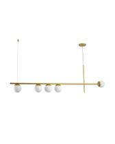 Lustre Pendente Retangular 5 Bolas Globo 1,50mt Dourado 398