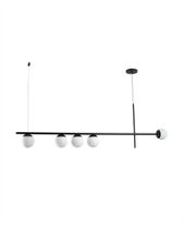 Lustre Pendente Retangular 5 Bolas Globo 1,50mt Preto 398
