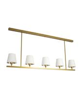 Lustre Pendente Retangular 5 Cúpulas Tocheiro Dourado 1,30m 649