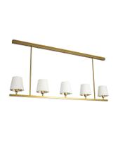 Lustre Pendente Retangular 5 Cúpulas Tocheiro Dourado 1,30m 649
