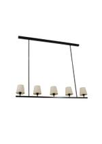 Lustre Pendente Retangular 5 Cúpulas Tocheiro Preto 1,30m 649