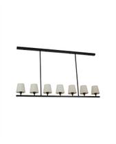 Lustre Pendente Retangular 7 Cúpulas Tocheiro Preto 1,40m 728