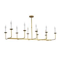 Lustre Pendente Retangular Candelabro Vela 10 Braços Dourado 725