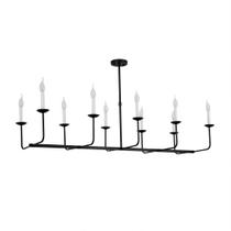 Lustre Pendente Retangular Candelabro Vela 10 Braços Preto 725