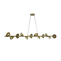 Lustre Pendente Retangular Concha Dourado 1,50m 668