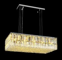 Lustre Pendente Retangular Cristais Fino Acabamento Lapidado