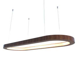 Lustre Pendente Retangular LED 35w 2700k 80cm em Madeira