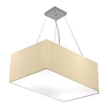 Lustre Pendente Retangular Md-4372 Cúpula em Tecido 60x40cm Bege