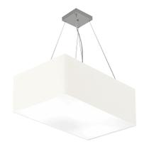 Lustre Pendente Retangular Md-4372 Cúpula em Tecido 60x40cm Branco