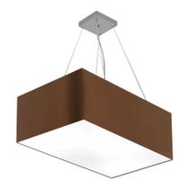 Lustre Pendente Retangular Md-4372 Cúpula em Tecido 60x40cm Café Lustre Pendente Retangular Md-4372 Cúpula em Tecido 60x40cm Café