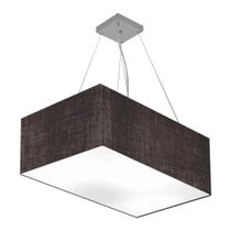 Lustre Pendente Retangular Md-4372 Cúpula em Tecido 60x40cm Preto