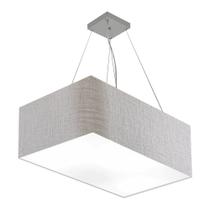 Lustre Pendente Retangular Md-4372 Cúpula em Tecido 60x40cm Rustico Cinza