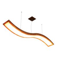Lustre Pendente Retangular Onda LED 24w 2700k 160cm Madeira