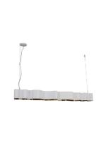 Lustre Pendente Retângular Ondas 1,30m Branco e Dourado 801 Lustre Pendente Retângular Ondas 1,30m Branco e Dourado 801