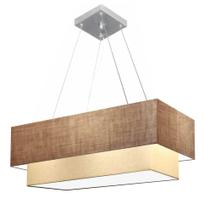 Lustre Pendente Retangular Palha e Bege MJ-4138 Para Mesa de Jantar e Estar